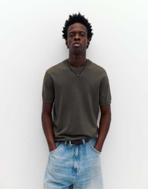 Pull&Bear - Maglione a maniche corte marrone talpa - view 1