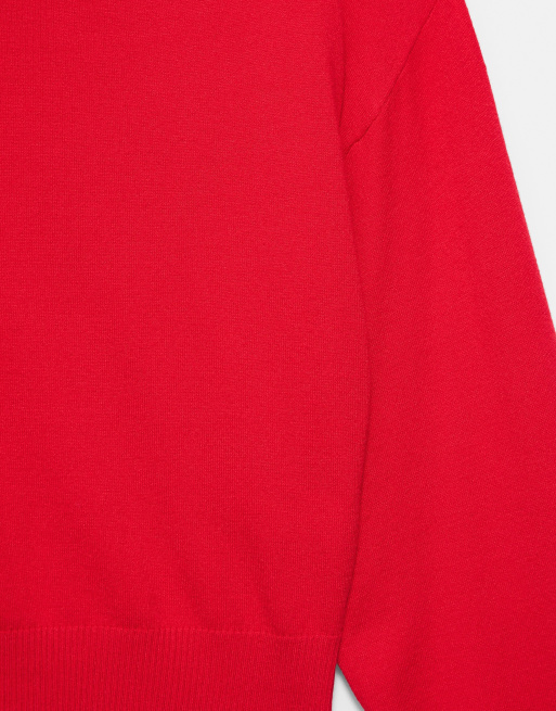 Pull&Bear maglione a righe con scollo a barchetta rosso, 7 di 7
