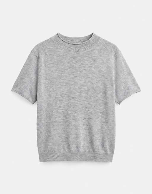 Pull&Bear maglione aderente a maniche corte grigio, 5 di 7