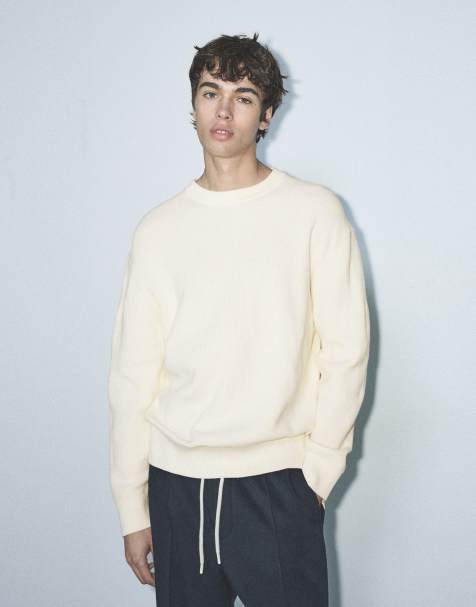 Pull&Bear maglione basic bianco sporco - view 1