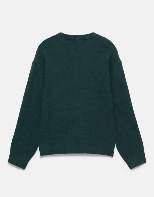 Pull&Bear maglione basic girocollo verde scuro, 7 di 7