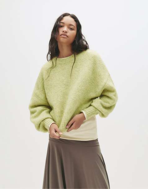 Pull&Bear - Maglione color lime con filato attorcigliato - view 1