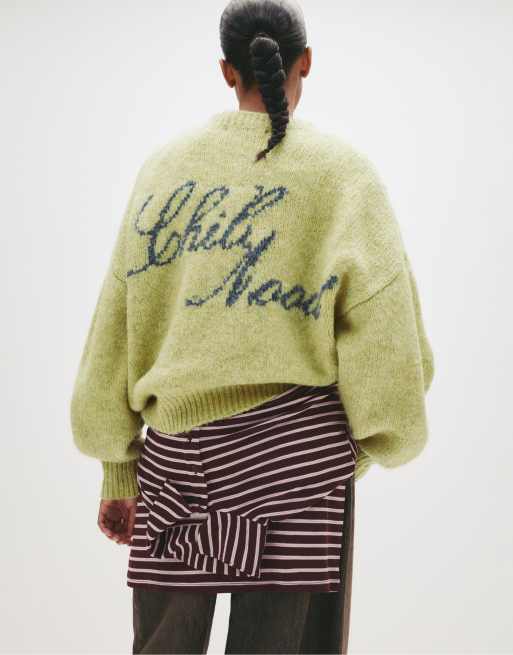 Pull&Bear - Maglione color lime con filato attorcigliato