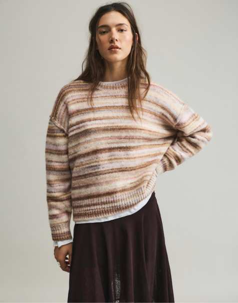 Pull&Bear - Maglione color sabbia a righe - view 1