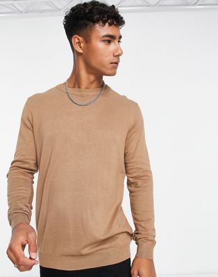 Pull&Bear relaxed fit jumper in beige - ASOS Price Checker