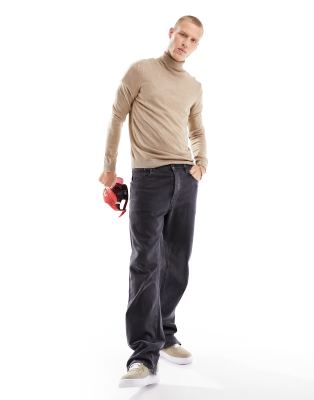 Pull&Bear - Maglione con collo alto color cuoio