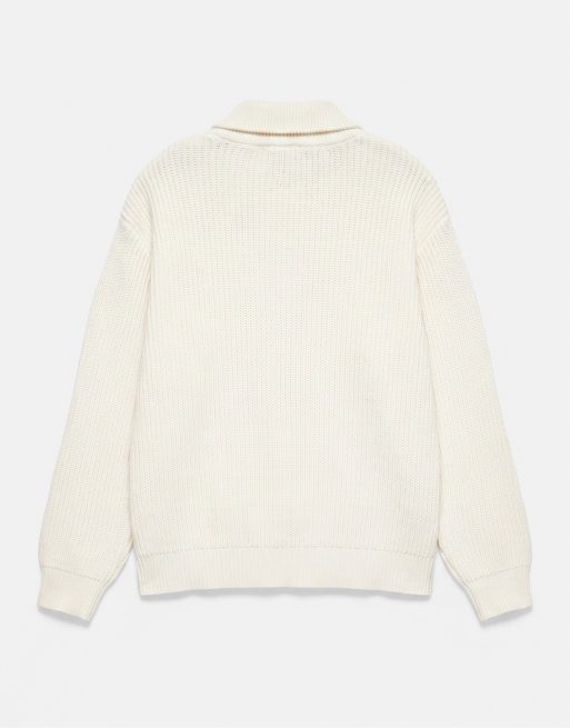 Pull&Bear maglione con mezza zip bianco sporco, 7 di 7