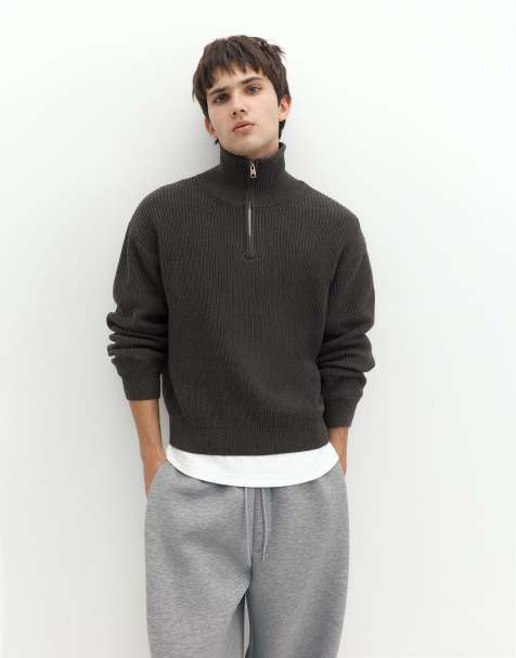 Pull&Bear maglione con mezza zip navy - view 1