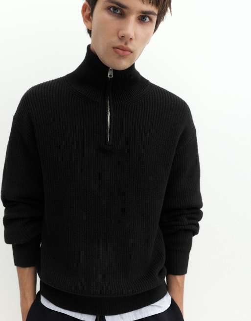 Pull&Bear maglione con mezza zip nero, 3 di 7