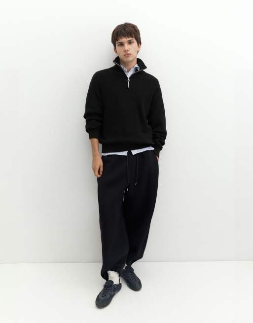 Pull&Bear maglione con mezza zip nero, 4 di 7