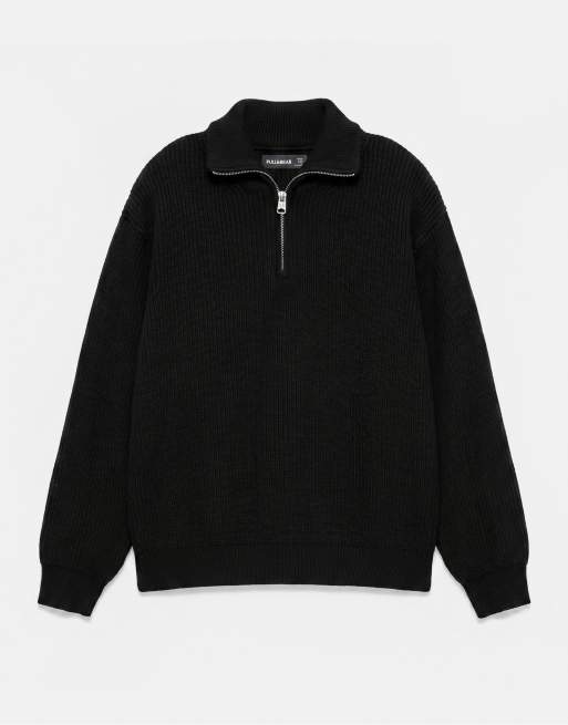 Pull&Bear maglione con mezza zip nero, 6 di 7