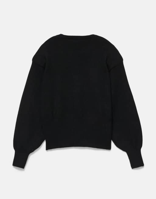 Pull&Bear maglione con spalle imbottite nero, 7 di 7