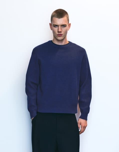 Pull&Bear maglione girocollo in indaco - view 1