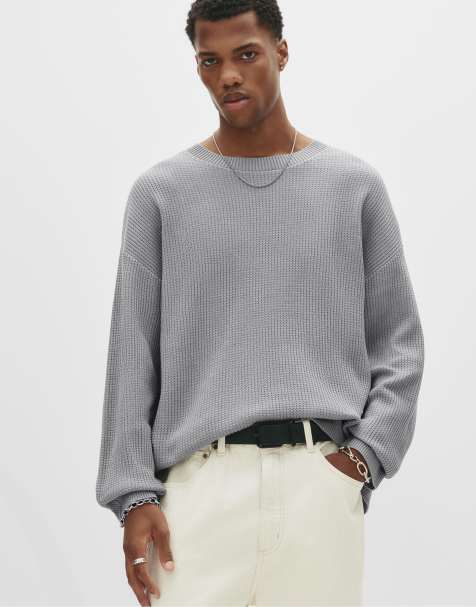 Pull&Bear - Maglione in tessuto piqué grigio mélange - view 1
