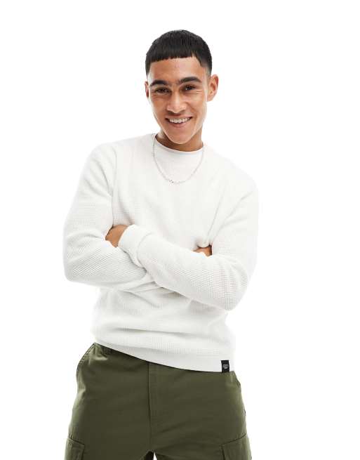 Pull&Bear - Maglione lavorato a coste color écru