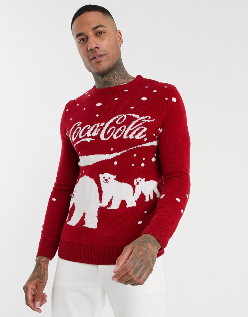 Pull&Bear - Maglione natalizio rosso con scritta Coca Cola