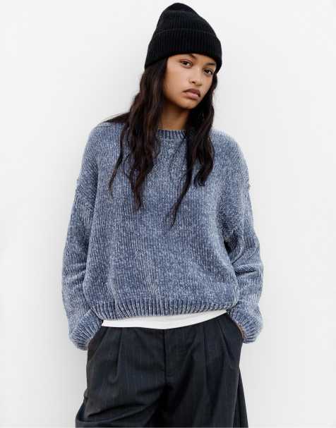 Pull&Bear - Maglione oversize in ciniglia blu - view 1