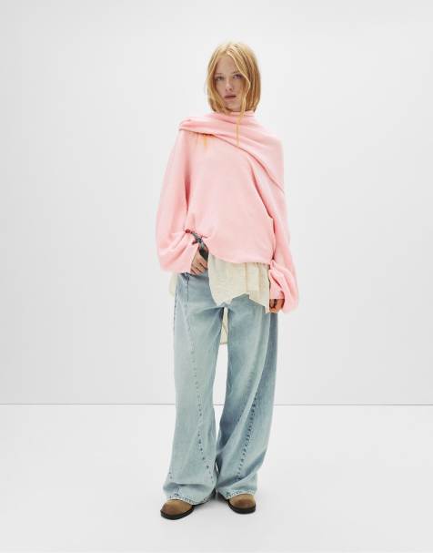 Pull&Bear - Maglione rosa in maglia morbida - view 1