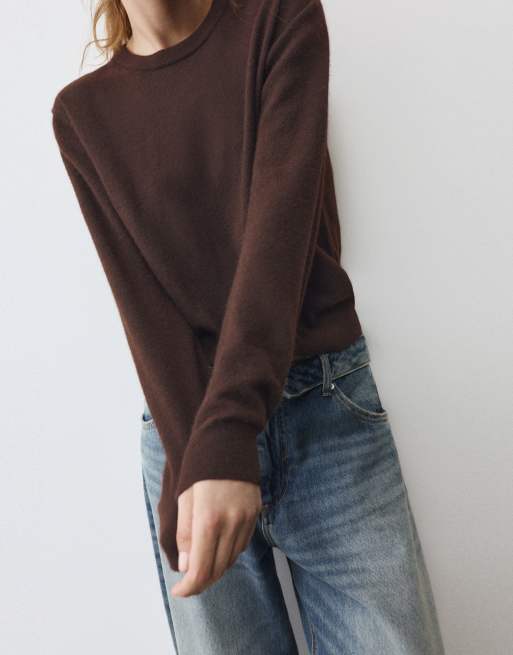 Pull&Bear - Maglione vestibilità classica marrone, 3 di 7
