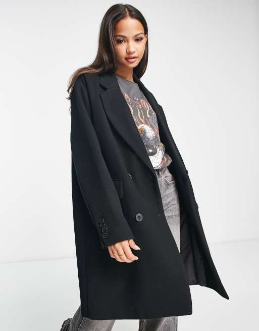 Pull Bear Manteau ajust oversize Noir ASOS