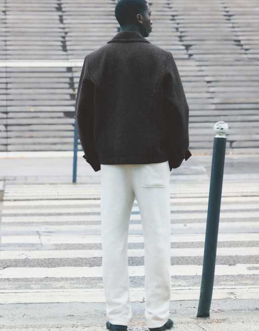 Pull&Bear manteau court à texture feutrée gris foncé, 3 de 7