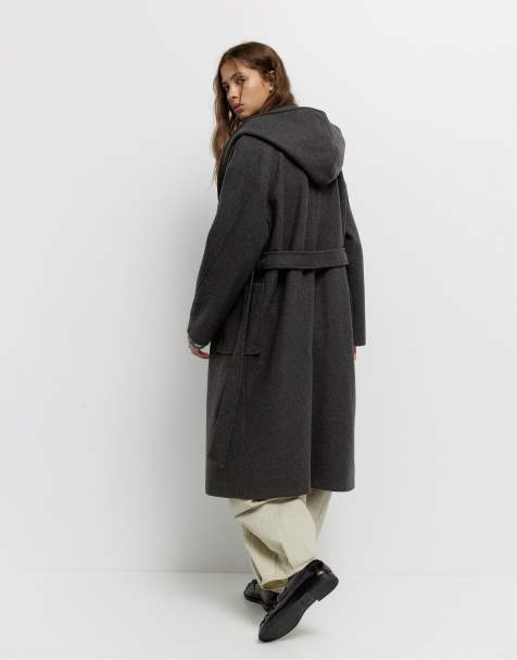 Pull&Bear - Manteau doux à capuche - Gris - view 1