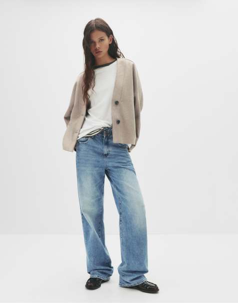 Pull&Bear - Manteau en laine mélangée style kimono - Beige - view 1