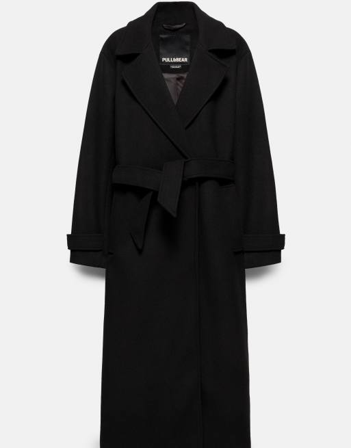 Pull&Bear - Manteau long avec ceinture - Noir, 5 de 7