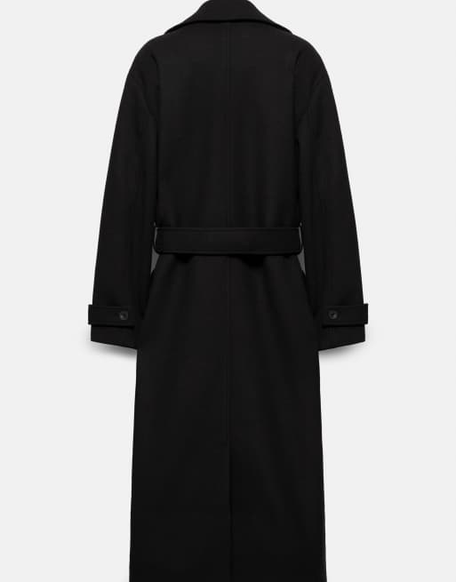 Pull&Bear - Manteau long avec ceinture - Noir, 7 de 7