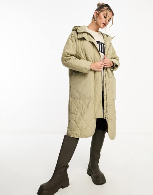 Pull Bear Manteau long matelass capuche cru ASOS