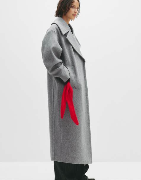 Pull&Bear – Mantel in Grau meliert mit weicher Filz-Struktur - view 1