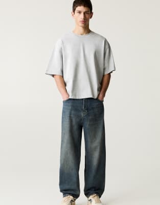 Pull&Bear – Marinblå baggy jeans - view 1