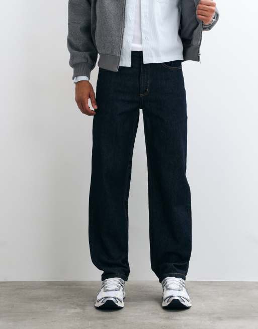 Pull&Bear – Marinblå, baggy jeans, 3 av 5
