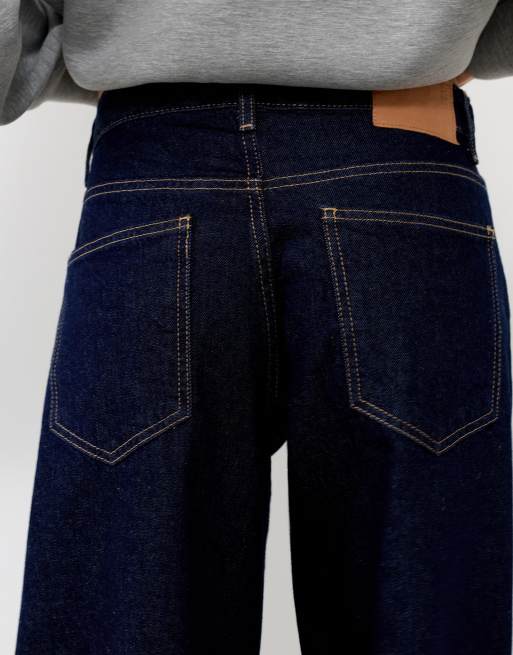Pull&Bear – Marinblå jeans med barrelben och låg midja, 3 av 7