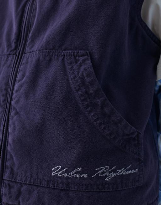 Pull&Bear – Marinblå, quiltad väst, 3 av 4