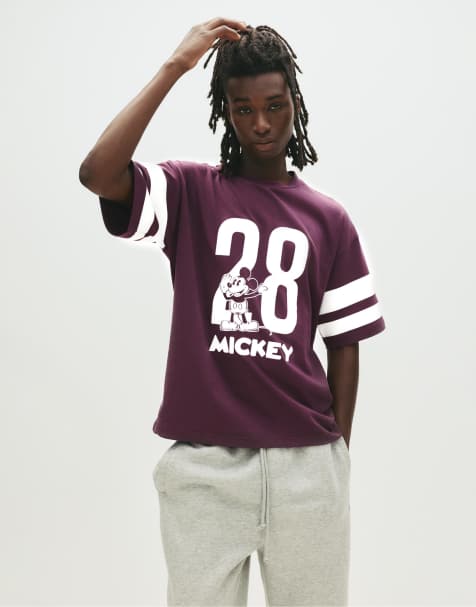 Pull&Bear – Marinblå sweatshirt med korta ärmar och Musse Pigg-tryck - view 1