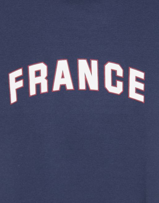 Pull&Bear – Marinblå t-shirt med smal passform och France-tryck, 2 av 4