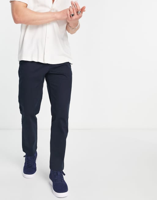 Pull&Bear - Marineblå basis-chinos i slim fit