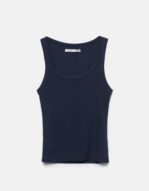 Pull&Bear - Marineblå basis-tanktop, 6 af 7