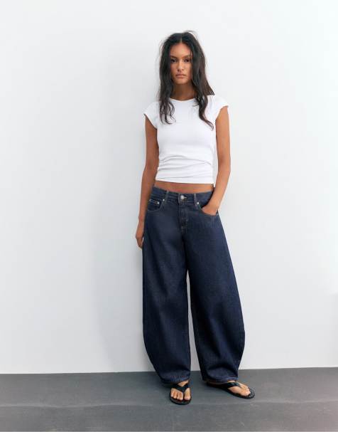 Pull&Bear - Marineblå jeans med lav talje - view 1
