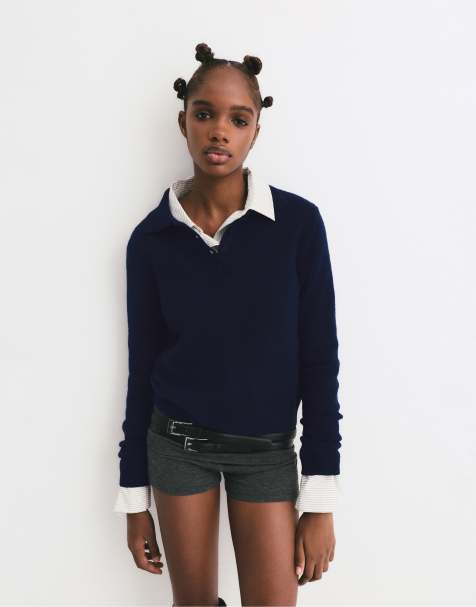 Pull&Bear - Marineblå og blød striktrøje - view 1
