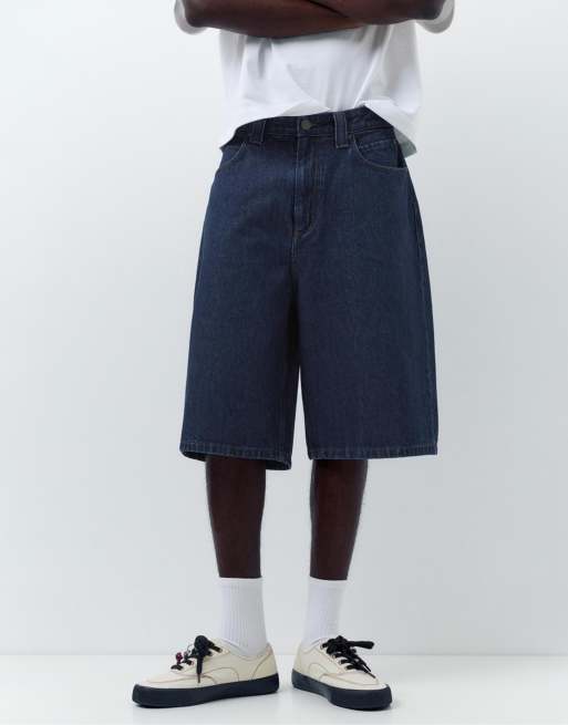 Pull&Bear - Marineblå skater-bermudashorts i denim, 2 af 4