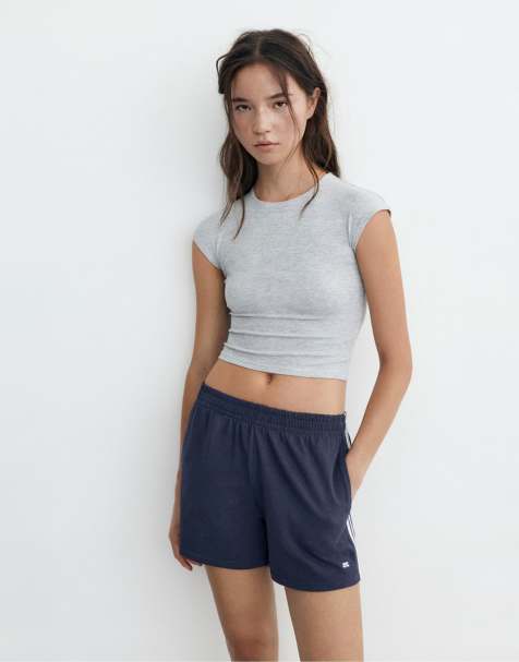 Pull&Bear - Marineblå sportsshorts med sidestriber - view 1