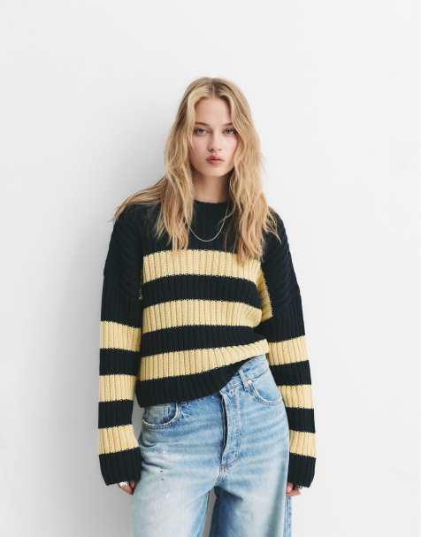 Pull&Bear - Marineblå sweater med striber - view 1