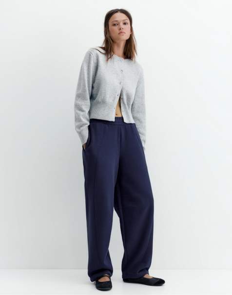 Pull&Bear - Marineblå sweatpants med barrel-ben - view 1