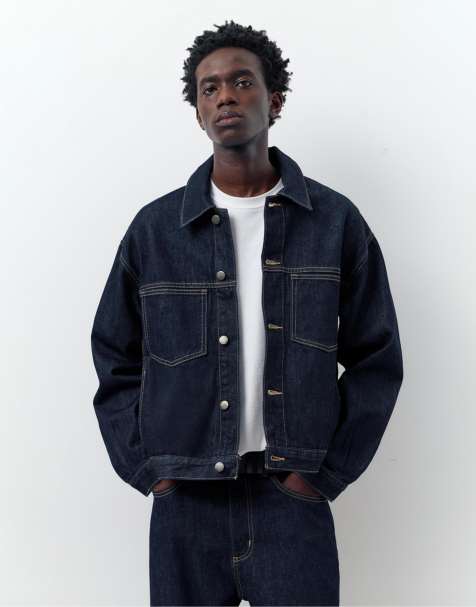 Pull&Bear - Marineblå trucker-jakke i denim - view 1