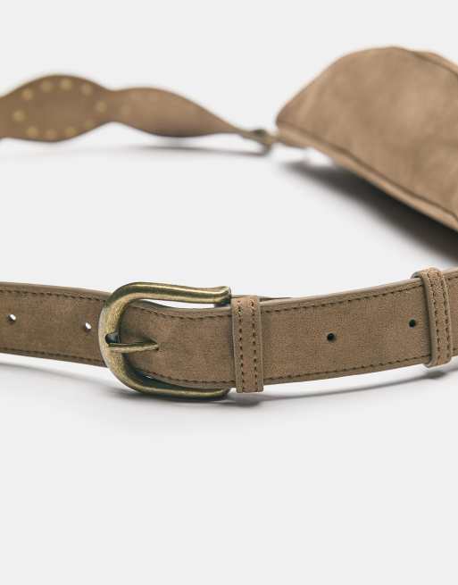 Pull&Bear - Marsupio marrone con borchie, 3 di 4