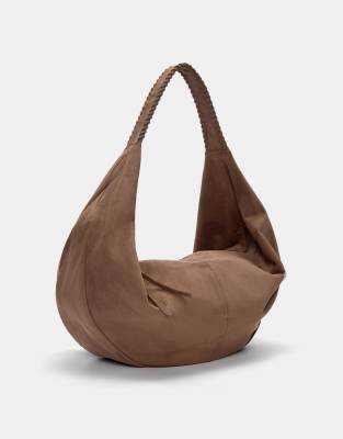 Pull & Bear - Maxi - Tragetasche in Braun mit Ziernaht-Brown