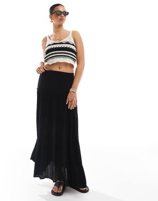 Pull&Bear - Maxirok met stroken in zwart