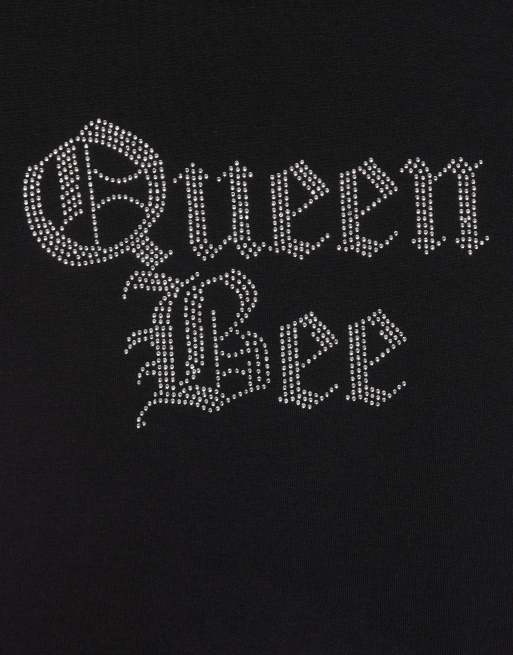Pull&Bear Mean Girls queen bee T-shirt i falmet sort, 6 af 7